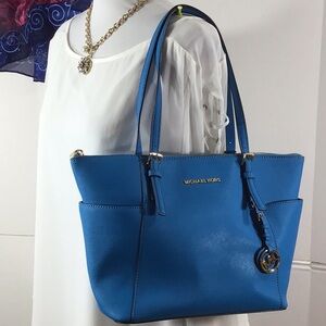 Michael Michael Kors blue Jet Set leather tote bag